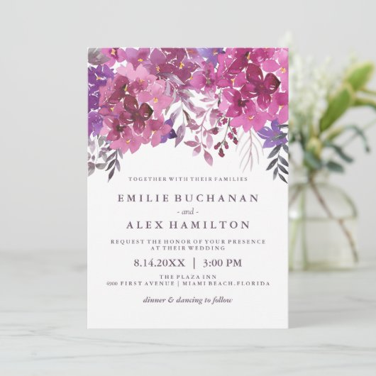 Schöne Hydrangeas und Botanicals Einladung (Stehend Vorderseite)