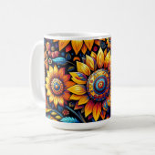 Schöne, hyperrealistische Sonnenblumen Kunst Kaffeetasse (Vorderseite Links)