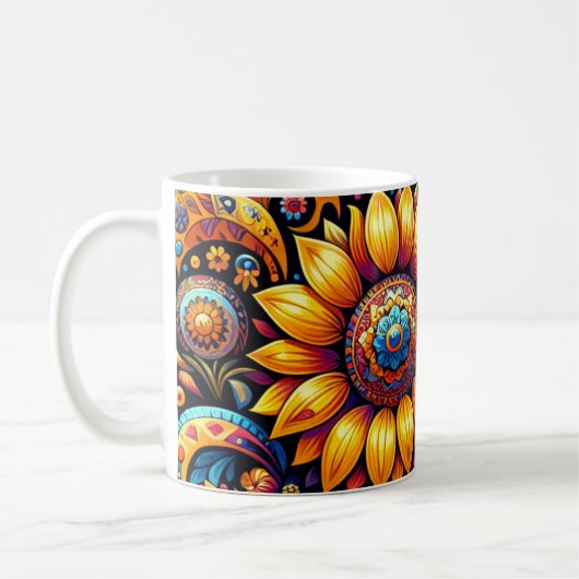 Schöne, hyperrealistische Sonnenblumen Kunst Kaffeetasse (Links)