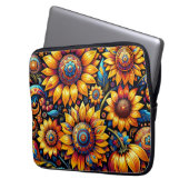 Schöne, hyperrealistische Sonnenblumen Kunst Laptopschutzhülle (Vorderseite Links)