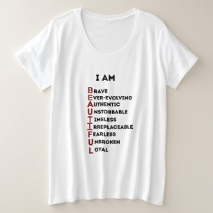 SCHÖNE ICH WEIß MOTIVIERENDE ÜBERGRÖßE FRAUEN GROßE GRÖßE T-Shirt