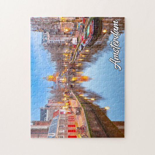 Schöne iconische Stadt Amsterdam, Niederlande Puzzle (Vertikal)
