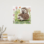 Schöne Igel mit Blume Poster (Küche)