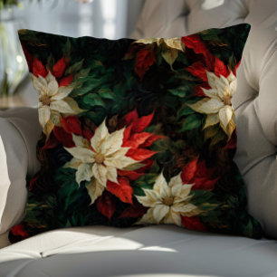 Schöne Illustration von White and Red Poinsettias Kissen