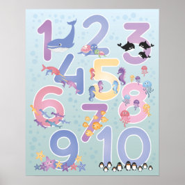 Schöne Illustrationen von Meerestieren 10 Poster