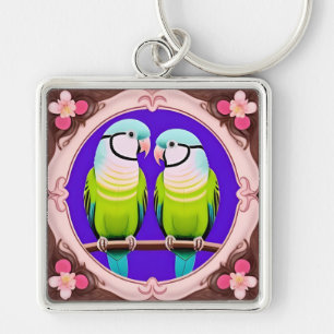 Schöne illustrative Papageien zusammen Schlüsselanhänger