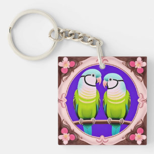 Schöne illustrative Papageien zusammen Schlüsselanhänger