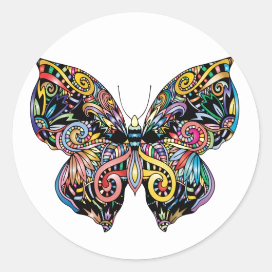 Schöne illustrierte Butterfly Runder Aufkleber (Vorderseite)