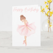 Schöne Illustrierte Kleine Ballerina Geburtstag Karte (Gelbe Blume)
