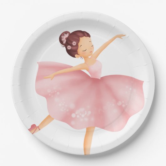 Schöne illustrierte "kleine Ballerina" Pappteller (Vorderseite)