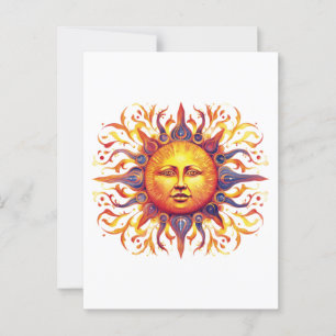Schöne Illustrierte Sonne Postkarte