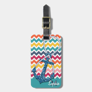 Schöne Imitate Glitzer nautischer Anker Unendlichk Gepäckanhänger