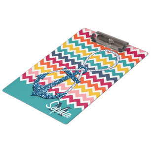 Schöne Imitate Glitzer nautischer Anker Unendlichk Klemmbrett