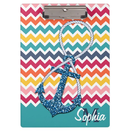 Schöne Imitate Glitzer nautischer Anker Unendlichk Klemmbrett (Vorderseite)