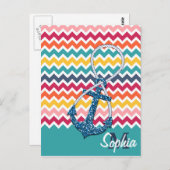 Schöne Imitate Glitzer nautischer Anker Unendlichk Postkarte (Vorne/Hinten)