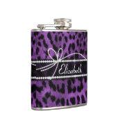 Schöne Imitate lila Schwarzer Leopardenprint Flachmann (Rechts)