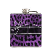 Schöne Imitate lila Schwarzer Leopardenprint Flachmann (Rückseite)