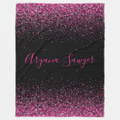 Schöne Imitate Rosa Glitzer auf schwarzem Hintergr Fleecedecke (Vorderseite)