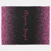 Schöne Imitate Rosa Glitzer auf schwarzem Hintergr Fleecedecke (Vorderseite (Horizontal))