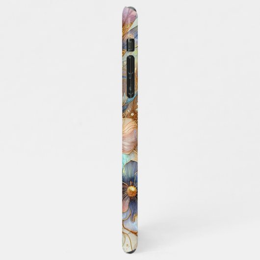 Schöne Imitats Iridescent Glass Floral Art Muster iPhone Hülle (Linke Seite)