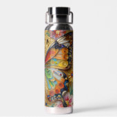 Schöne Impasto-Schmetterling & Blumen  Trinkflasche (Rückseite)
