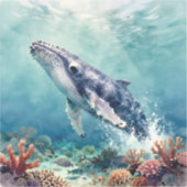Schöne Impasto-Wal-Ozean-Illustration Aufkleber (Vorderseite)