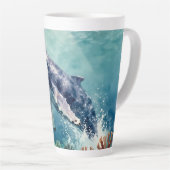 Schöne Impasto-Wal-Ozean-Illustration Milchtasse (Rechte Ecke)