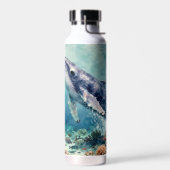 Schöne Impasto-Wal-Ozean-Illustration Trinkflasche (Links)