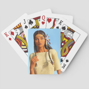 Schöne indianische Frau Eingeborenen-Outfit Spielkarten