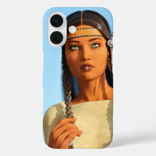 Schöne indianische Frau Indigene Kleidung iPhone 16 Hülle