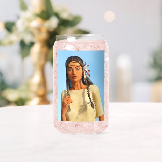 Schöne indianische Frau Indigene Kleidung Dosenglas (Insitu (Hochzeit))
