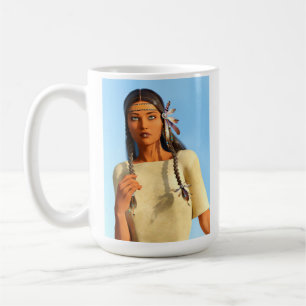 Schöne indianische Frau Indigene Kleidung Kaffeetasse