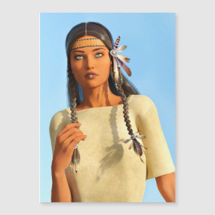 Schöne indianische Frau Indigene Kleidung Magnetkarte