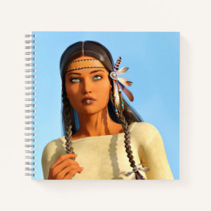 Schöne indianische Frau Indigene Kleidung Notizblock