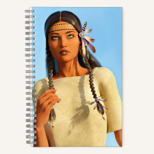 Schöne indianische Frau Indigene Kleidung Notizblock