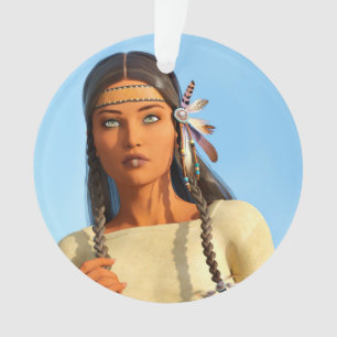 Schöne indianische Frau Indigene Kleidung Ornament