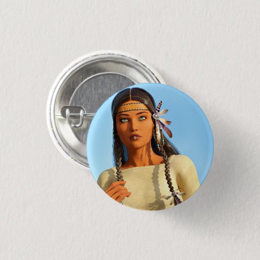 Schöne indigene Amerikanerin Button (Vorne & Hinten)