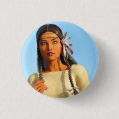 Schöne indigene Amerikanerin Button (Vorderseite)