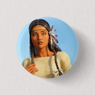 Schöne indigene Amerikanerin Button
