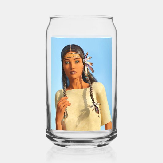 Schöne indigene Amerikanerin Dosenglas (Vorderseite)