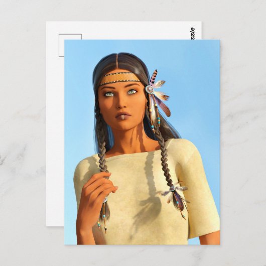 Schöne indigene Amerikanerin Postkarte (Vorne/Hinten)