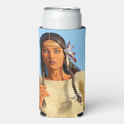 Schöne indigene Amerikanerin Selters Dosenkühler (Seltzer Vorderseite)