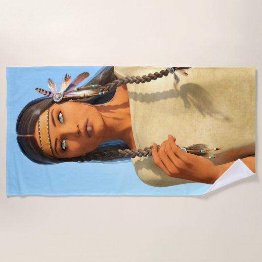 Schöne indigene Amerikanerin Strandtuch (Vorderseite)