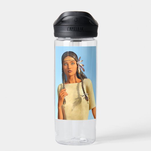 Schöne indigene Amerikanerin Trinkflasche (Rückseite)
