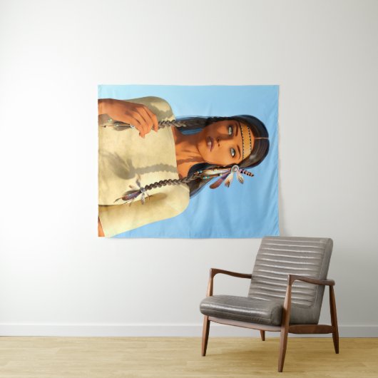 Schöne indigene Amerikanerin Wandteppich (Beispiel (Horizontal))