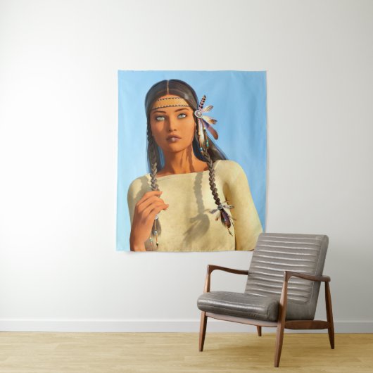 Schöne indigene Amerikanerin Wandteppich (Beispiel)