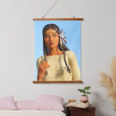 Schöne indigene Amerikanerin Wandteppich Mit Holzrahmen (Schlafzimmer)