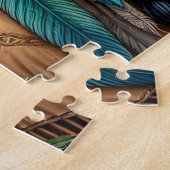 Schöne indigene Frau mit Rabe und Sonnenblumen Puzzle (Seite)