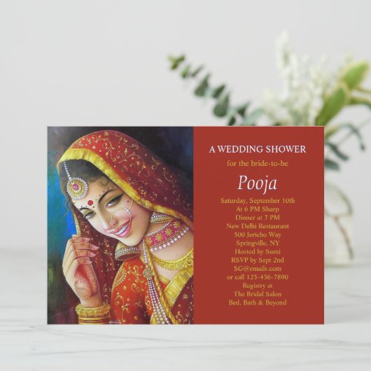 Schöne indische Dusche Einladung (Stehend Vorderseite)