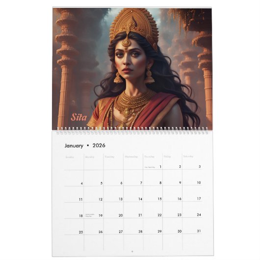 Schöne indische Goddesses 2024 Kalender (Jan 2026)
